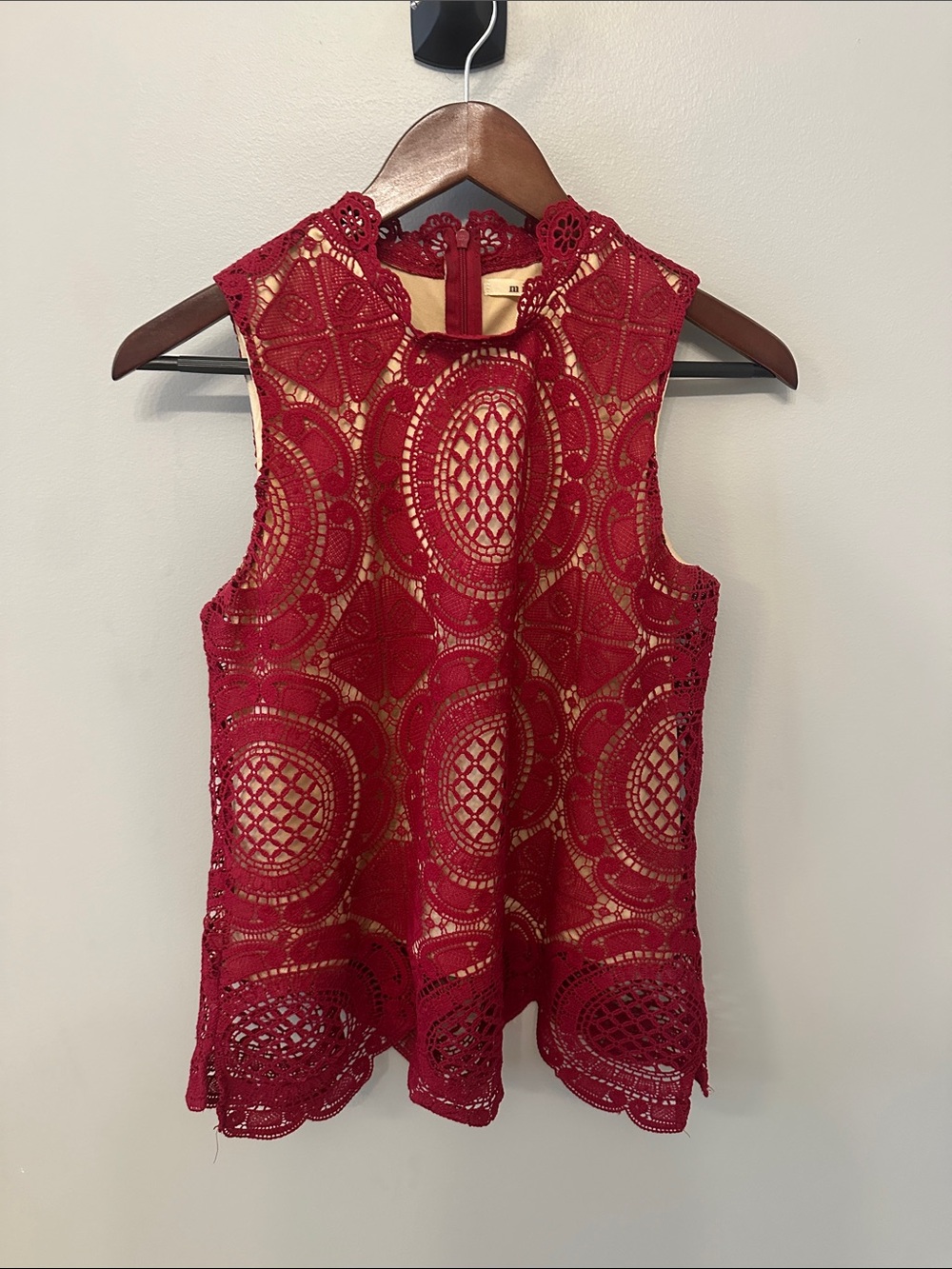 miami Red Crochet Lace Sleeveless Camisole